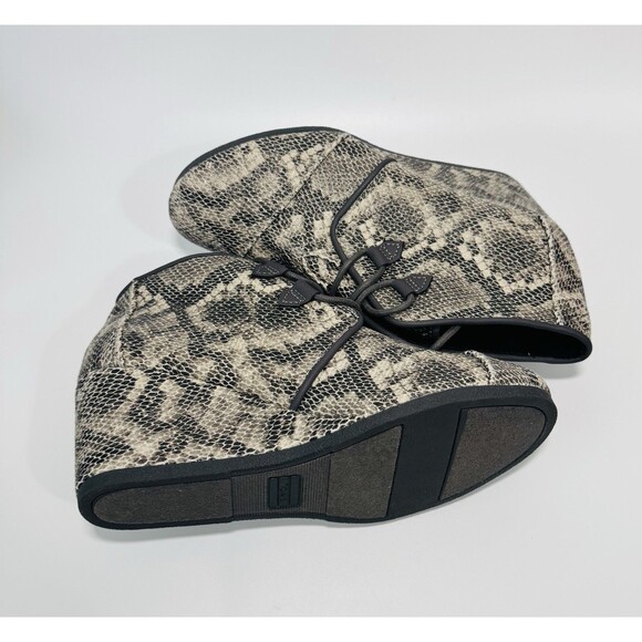 NEW Toms Kala Leather Snakeskin Print Lace Up Wedge Booties Womens 9 - Picture 8 of 12